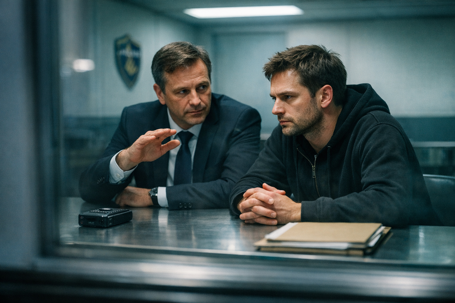 Strafrechtadvocaat tijdens politieverhoor