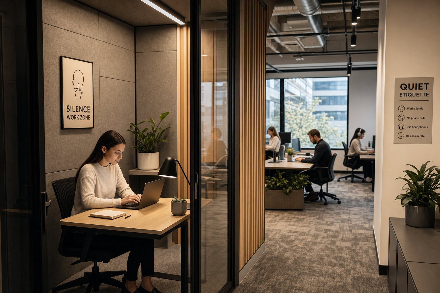 Stiltewerkplek op kantoor