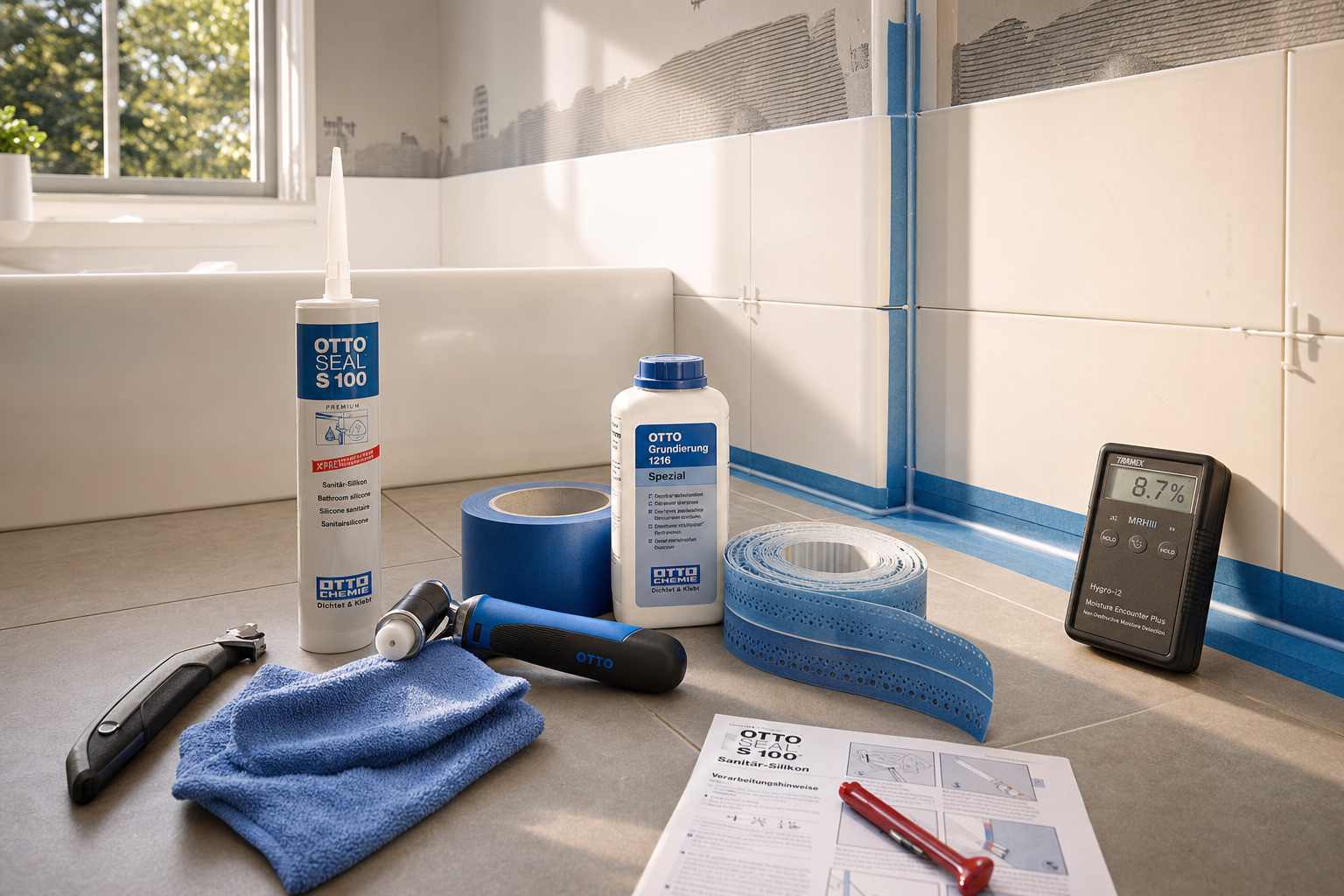 Waterdichte afwerking PVC tegels