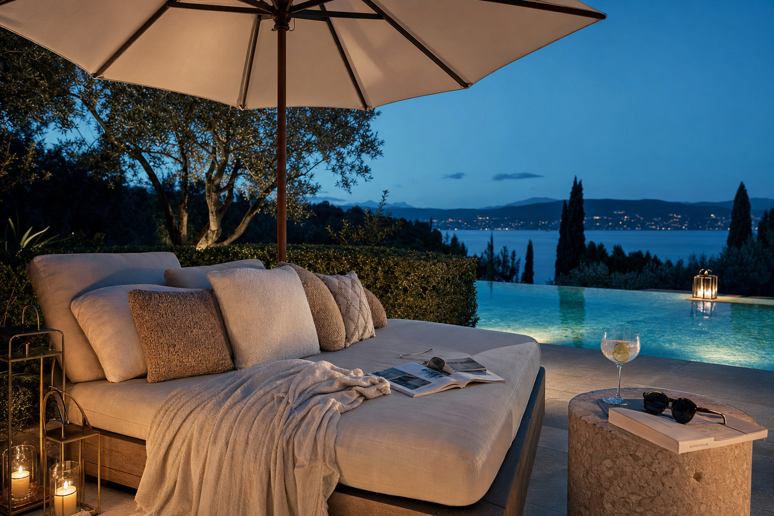 Accessoires styling loungebed buiten